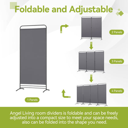 Angel Living Room Divider 1 Foldable Room Divider Freestanding Privacy Screen Standing Partition Privacy for Offices, Balcony, Bedroom, Outdoor Garden, 81cm x 180cm Gray
