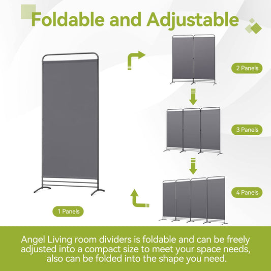 Angel Living Room Divider 1 Foldable Room Divider Freestanding Privacy Screen Standing Partition Privacy for Offices, Balcony, Bedroom, Outdoor Garden, 81cm x 180cm Gray