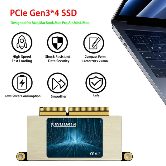 KINGDATA 256GB SSD for MacBook Pro A1708 PCIe Gen3x4 M.2 NVMe, internal Solid State Drive Upgrade for MacBook (2016-2017)