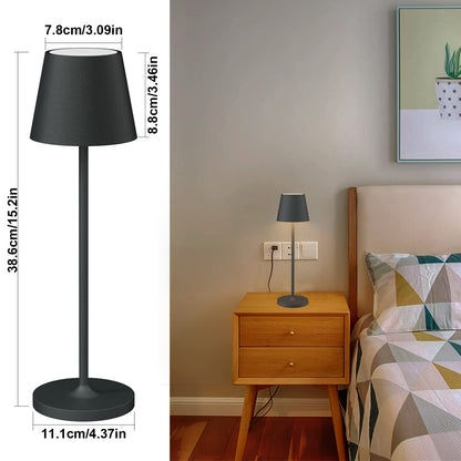 Klighten 2-piece Dimmable LED Battery Table Lamp, Warm Light Color 3000K, Rechargeable Designer Desk Light with USB Charging Station, Anthracite, Aluminum, For Indoor and Outdoor Use