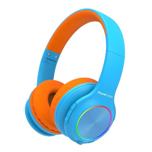 PowerLocus Kids Bluetooth Headphones, Wireless Headphones with LED Lights and 94DB Volume Limitation, Foldable Design, HD Stereo, Micro SD, Built-in Microphone for School/Laptop/Phone/TV