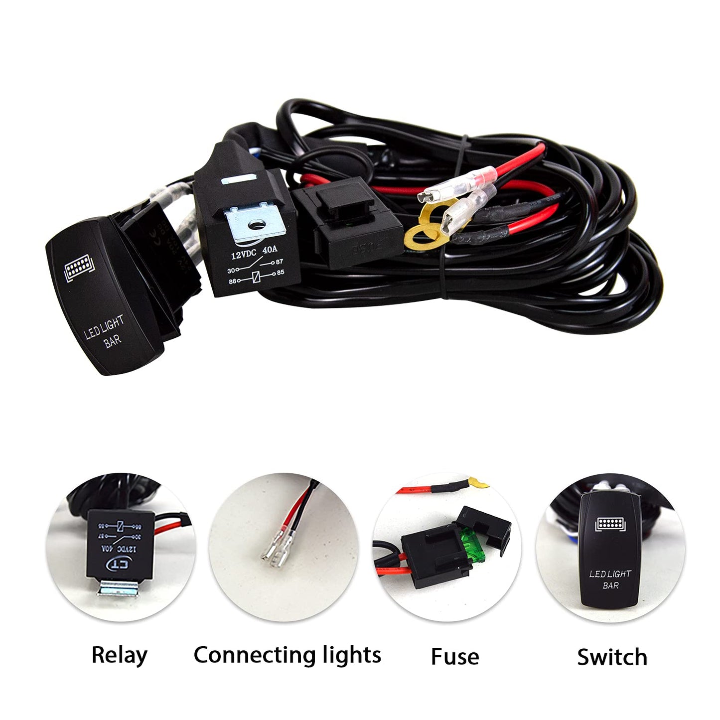 Willpower 9 inch 180W Led Work Light Bar 12V 24V Led Headlight Waterproof Floodlight Spot Combo for Offroad Car Tractor Additional Headlight Reverse Light with Wiring Harness