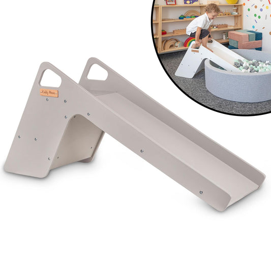 KiddyMoon Kids Slide Made of Wood, Stable Toddler Slide 2in1 Multifunction Montessori, Large, Gray