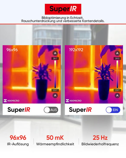 HIKMICRO Minie Thermal Camera - iOS/Android, 192×192 SuperIR Image Enhancement, 25Hz, for Smartphone/Tablet, USB-C/Lightning (supports iPhone 15/16)