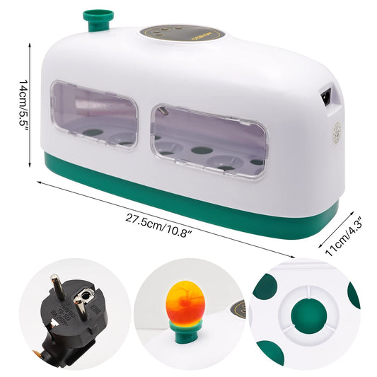 8 Eggs Incubator Chicken Hatcher Machine for Poultry Eggs, Small Train-shaped Egg Incubator with LED Light, Digital Temperature Control Hatching Machine for Hatching Birds, Quails, and Pigeons (White)