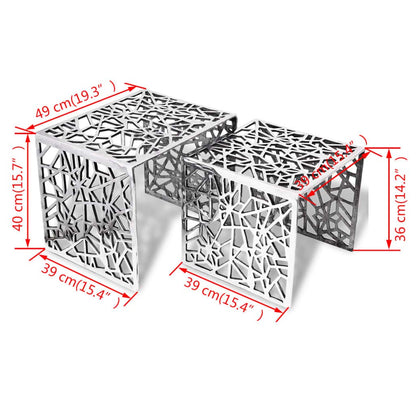 vidaXL 2-piece Set of Aluminum Side Tables Coffee Table Living Room Silver