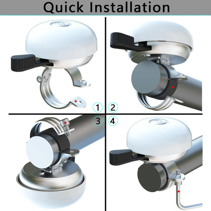 Greallthy bike bell retro and sturdy, loud bell bike - beautiful color, rustproof and waterproof for 22.2-28.6mm handlebars. (White: Left Hand, 1 piece)