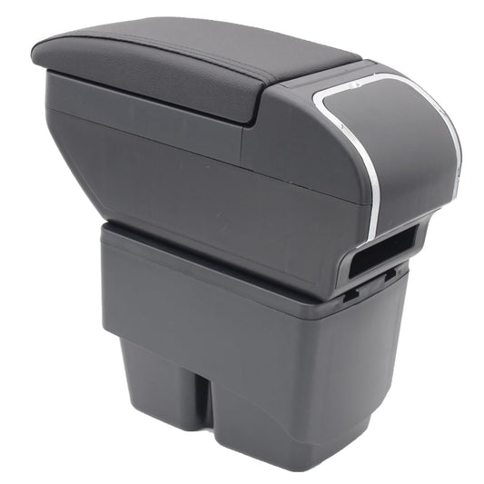 KAERGK Car Armrest for Ford Fiesta 2009-2017 Double Layer Center Console Large Storage Box with Cup Holder Accessory Black