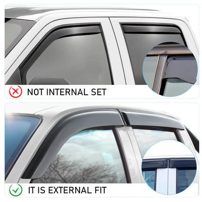 JHCHAN wind deflectors for Isuzu D-Max 2012-2019 V-Cross LSE LS L double cab, smoke grey side window deflectors 4 pieces (D-max 2012-2019)