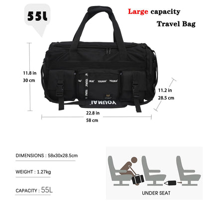 Large sports bag - HERROOI 55L sports backpack with shoe compartment wet compartment week waterproof duffle bag swimming bag for women men sports fitness gym sauna football & travel, gray