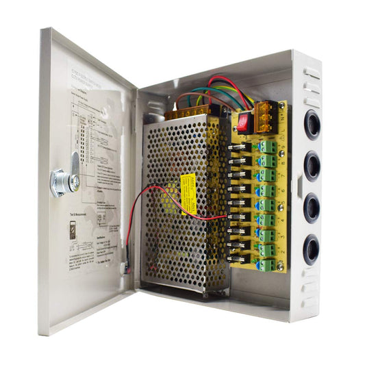 9-channel power supply box for CCTV camera video surveillance power supply 12V DC10A 120W.