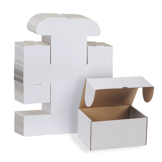 RLAVBL 25 pieces of white shipping boxes measuring 20.4 x 15.3 x 10.2 cm for shipping small items, toys, and gifts.