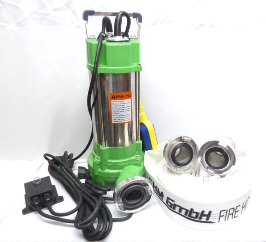 Professional sewage pump dirty water pump V1500 with cutting mechanism +30 meter 2" C-hose