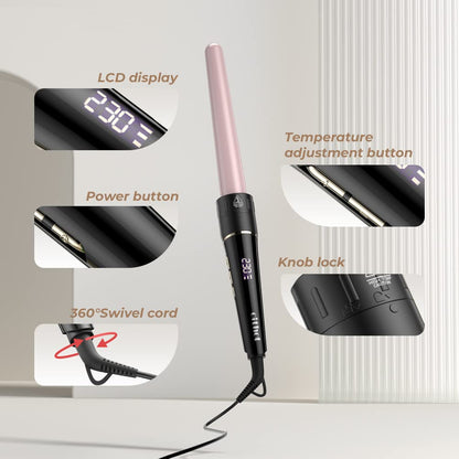5-in-1 curling iron for big and small curls. Curler set with different attachments from 09-32mm. Ceramic waver with safety shut-off. Curling wand includes gloves and a 2.0m power cord.
