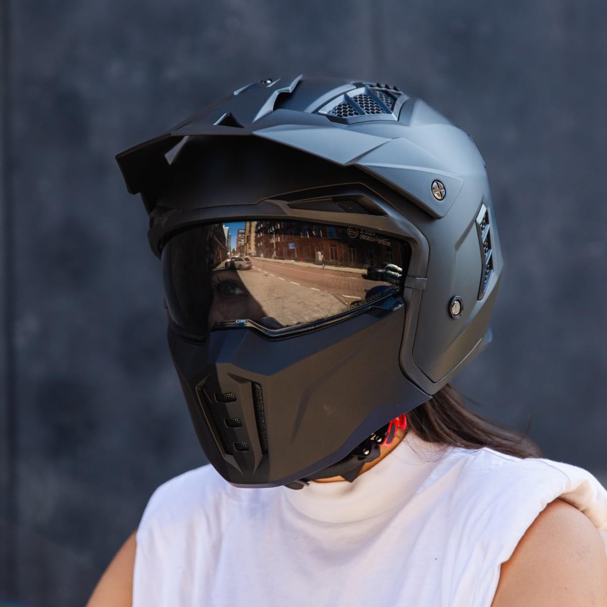 VINZ Kioto Jet Helmet / Streetfighter Helmet | ECE 22.06 approved | Motorcycle Helmet | Scooter Helmet with Sun Visor | Jet Helmet with removable chin guard - Matte Black
