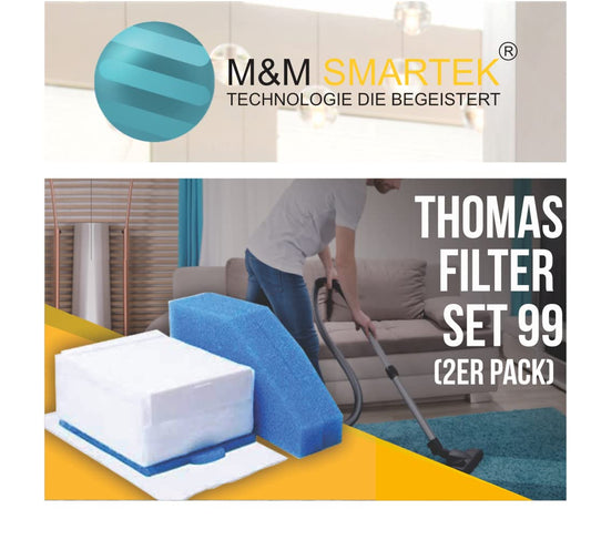 2x FILTER-SET complete (10 pieces) for Pet & Family, Allergy & Family, Multi Clean X8 Parquet, Multi Clean X10 Parq, X7, Thomas Aqua+ vacuum cleaners as an alternative to Thomas Filterset 99 (part no. 787241)