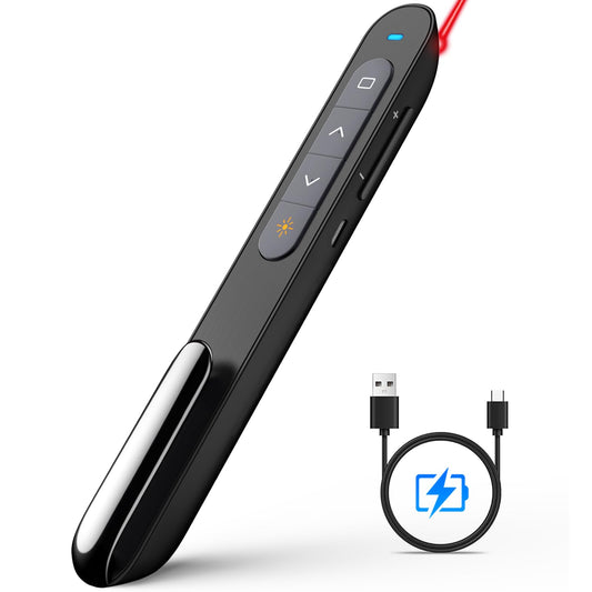 Norwii Rechargeable Wireless Presenter with Pointer for Powerpoint Remote, 2.4 GHz Presentation Clicker, Slide Clicker for PC/Laptop