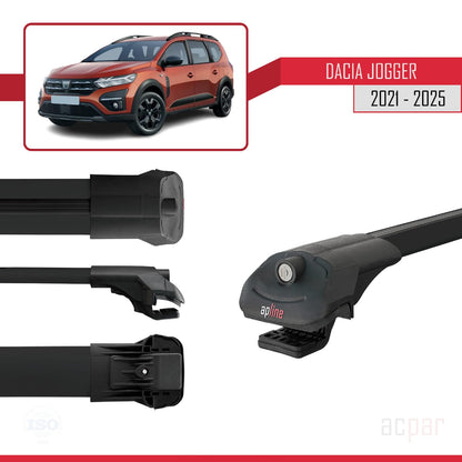 acpar Compatible with Dacia Jogger 2021-2025 ACE-1 Roof Rack Cross Bars Black Aluminum 2 Bars