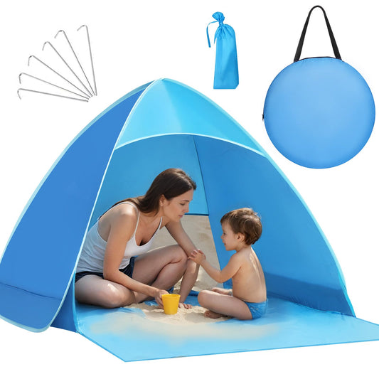 Karvipark beach tent, pop-up beach shelter, Sun Shelter for 2-3 people, including carrying bag and tent poles, Family Beach Sun Protection Tent, suitable for beach, garden, camping.
