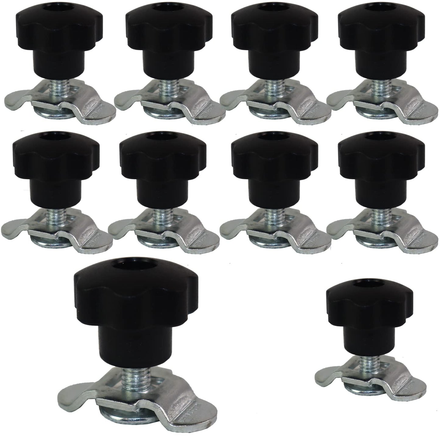 10 x Single screw fitting for airline rail lashing rail with star handle M8x20 500 daN end fitting galvanized