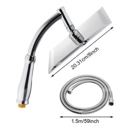POHOVE Shower Head with Hose, 360 Degree Adjustable 8-inch Large Rain Shower Head Handheld Showerhead, 1.5m Hose, Multiple Spray Modes, Universal for Bathroom and Spa.