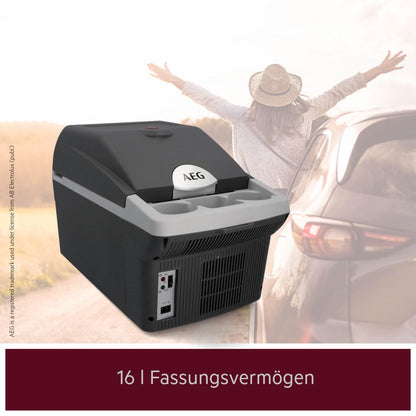 AEG Automotive Board-Bar BK 16 thermoelectric cooler and warmer 16 liters, 12 volts for car and socket, can be fastened in the car.
