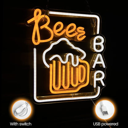 PILYONDE Beer Neon Sign Bar Decor Party Accessories, LED Decorative Light, Beer Neon Sign Lighting, Festive Restaurant Wall Decor, Beer Gifts for Men
