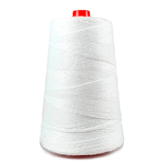 PAMPOLS pack of 5 rolls of thick polyester yarn for bag sewing machine | High strength rope for closing | Bags 5 cones of 20/4 of 200gr | White (White)
