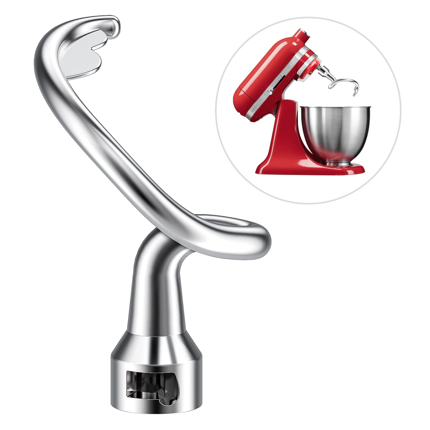 aikeec Stainless Steel Dough Hook for Kitchenaid 4.5/5QT Stand Mixers, Stainless Steel K45DH Dough Hook for Kitchenaid K45 K45SS KSM75 KSM90 KSM95 KSM100 KSM103 KSM110 KSM150 Stand Mixers