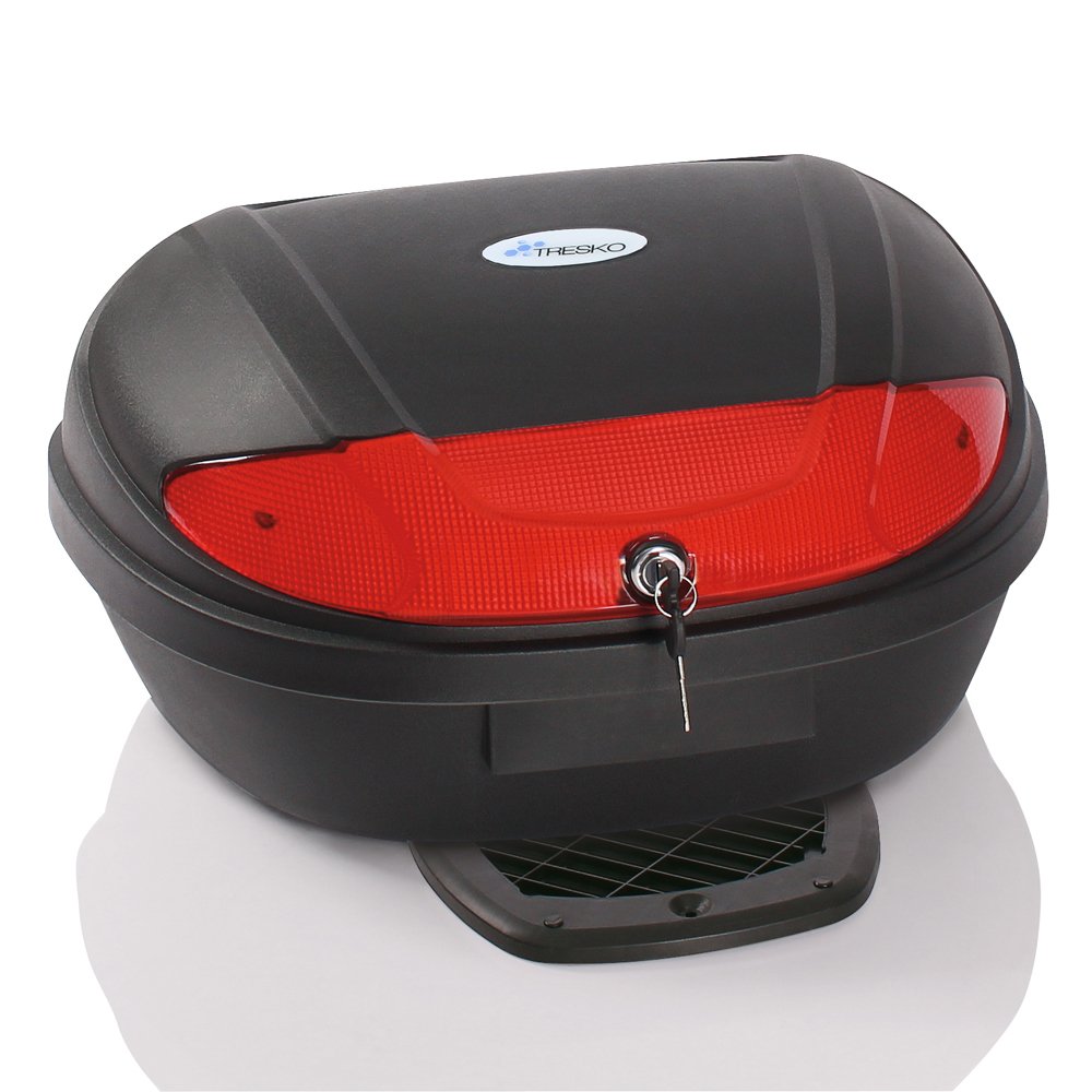 TRESKO XXL Motorcycle Top Case - fits 2 helmets, 48L universal top case for scooters, motorcycles, mopeds & quads