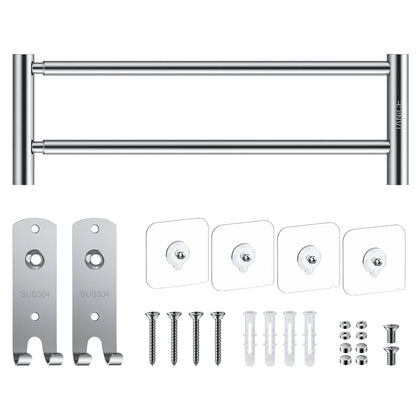 TANiCE 40-70cm double towel bar adjustable stainless steel self-adhesive towel rack wall mounted bath towel holder bracket wall for bathroom