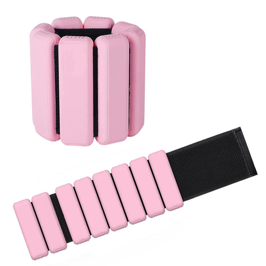 2 PCS Wrist Weights Ankle Weights Set Weight Cuffs for Foot or Wrist on Exercise Walking Jogging Yoga Aerobics Pilates Weight Fitness Bracelet (black) (pink)