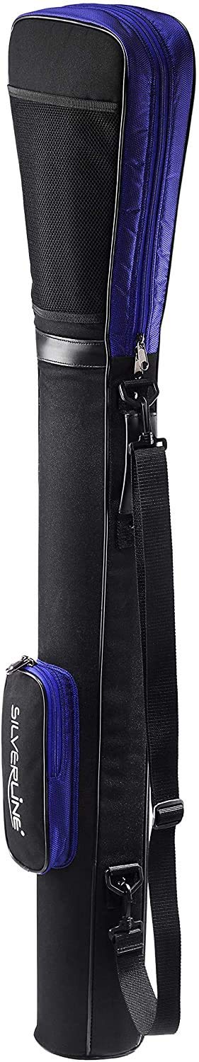 Golf bag/pencil bag/travel bag/range bag/pistol bag/carrying bag with integrated protective cover and outer pocket in black - royal blue.