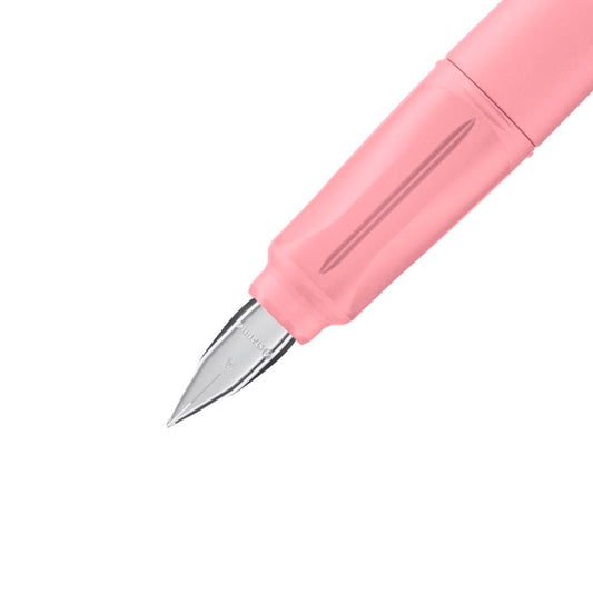 STABILO - School fountain pen with beginner nib A - EASYbuddy Pastel in Rosy Pink - Blue ink (erasable) - Single pen - includes cartridge