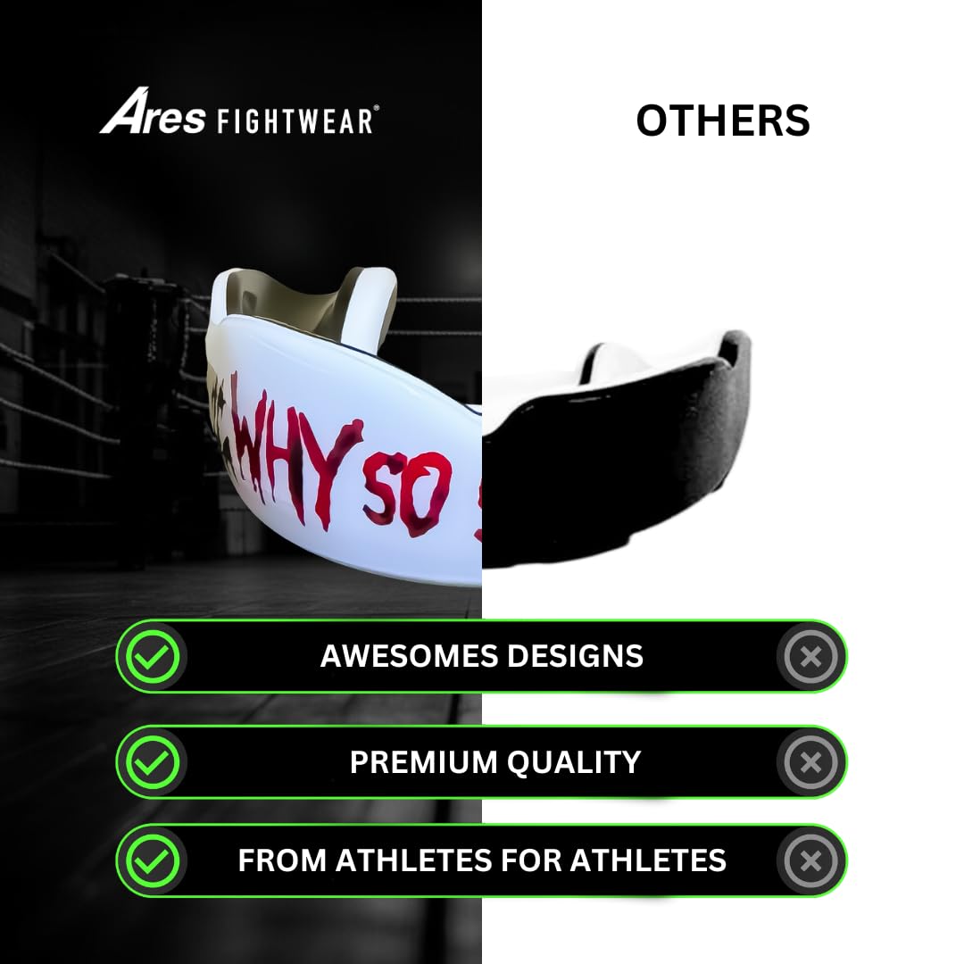 Ares Fightwear® Premium Mouthguard for boxing with storage box for combat sports, MMA & athletes. Maximum teeth protection with perfect fit of top quality. Professional mouthguard for men & women.