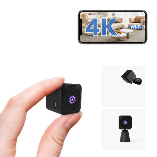 AOBOCAM Mini Camera, 4K Indoor WiFi Surveillance Camera (2.4GHz) with Battery - Motion Detection/Night Vision/Cloud Storage/APP (Q18)