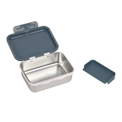 CASUAL children's lunch box made of stainless steel, perfect for kindergarten and school. Sustainable and stylish design with happy prints in midnight blue.