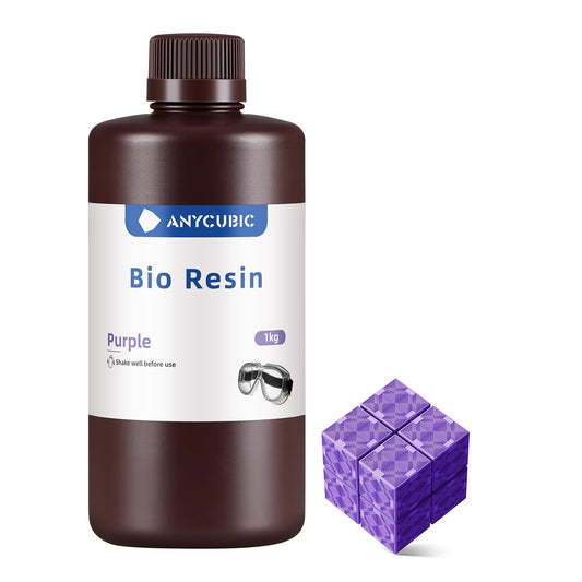 ANYCUBIC Bio Resin, 3D printer resin with low irritation, minimal odor, skin contact, excellent toughness and durability, suitable for LCD/DLP/SLA 3D printers, purple, 1000g