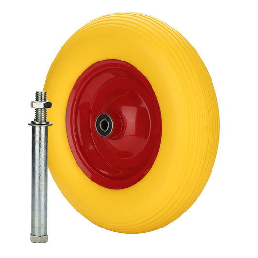 Jiubiaz wheelbarrow wheel 4.80 4.00-8 Solid rubber with axle, wheelbarrow wheel pneumatic tire replacement, rubber wheel, puncture-proof, Ø390mm, 200kg load capacity spare wheel, 95mm width tire for wheelbarrow.