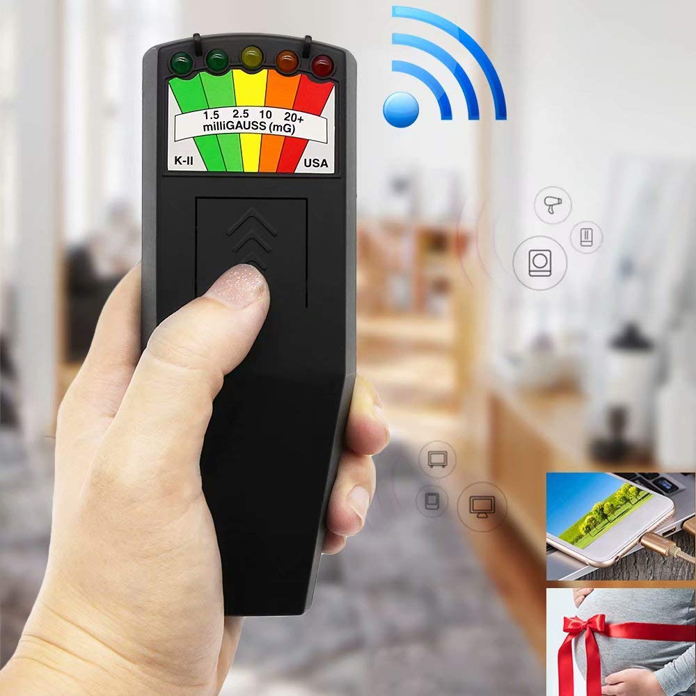 Iriisy Electromagnetic Radiation Detector, Gauss Meter EMF electromagnetic field K2 radiation detector, portable EMF magnetic field monitor, 5 LED Gauss Meter (black)