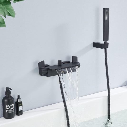 HOMELODY Black Bathtub Faucet Waterfall Faucet Tub Mixer with Shower Tub Faucet...