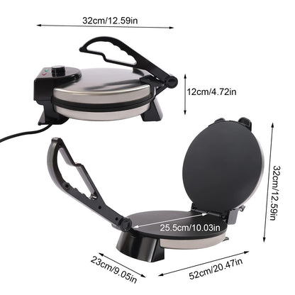 Electric chapati roti maker, electric chapati baker flatbread, temperature adjustable, up to 200°C flatbread tortilla press for pancakes, omelets, and crepes.