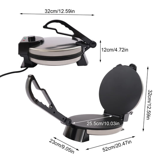 Electric chapati roti maker, electric chapati baker flatbread, temperature adjustable, up to 200°C flatbread tortilla press for pancakes, omelets, and crepes.