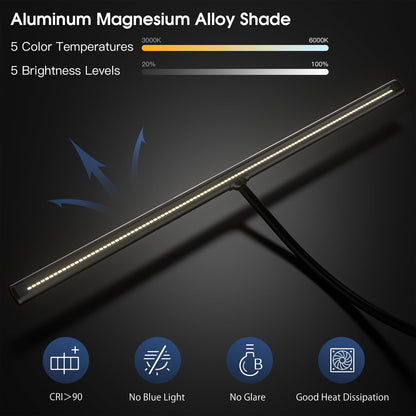 EYOCEAN desk lamp LED, 24W 80CM table lamp with gesture control, dimmable daylight lamp eye protection monitor lamp for office workers readers architects tailors.