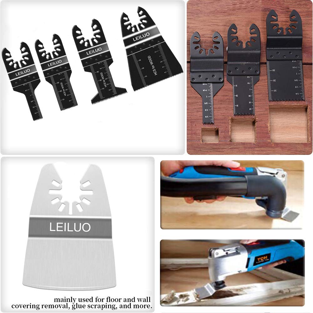 Multi-tool saw blades LEILUO 31pcs wood plastic metal multi-function tool accessories set Packed in a storage bag for Makita Einhell Dewalt Parkside Ryobi AEG and more