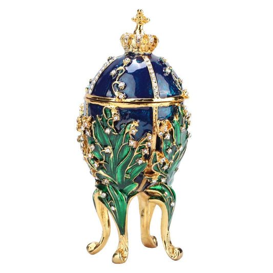 Jewelry box in egg shape, Fabergé egg, Easter egg, Russian craftsmanship, birthday, wedding, Christmas gift for her, girls, ladies, 4 colors (blue).