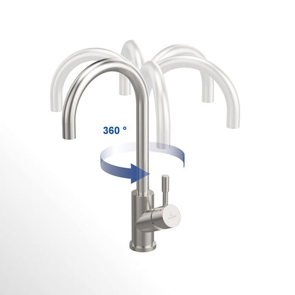 Villeroy & Boch Umbrella Flex high-pressure kitchen faucet, sink faucet with pull-out spray and 360° swivel range, water-saving, 220 mm spout height, bronze.