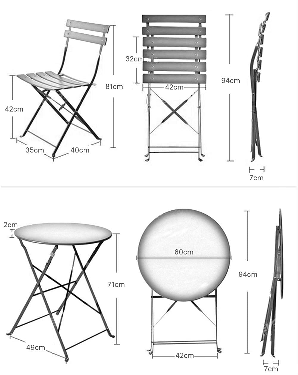 Grand patio Bistro Set 3 Piece, Garden Furniture Set, Seating Group with 2 Chairs and 1 Table, Premium Steel, Folding, Balcony Set for Yard, Garden, Outdoor (Peacock Blue)