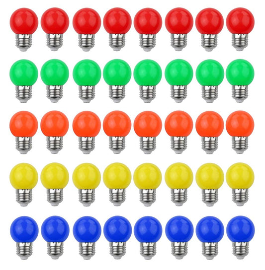 V-TOO LED Colorful E27 Colored Bulbs 3W=30W Decorative Light and Design 240 Lumens AC220V-240V Decorative Lamp Mixed Colors Red Yellow Blue Green Orange - 40 Pack