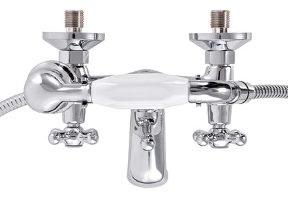 aquaSu® Two-handle mixer Athena for bathtub including shower set | Retro faucet | Diverter bathtub faucet | Tub battery | Nostalgic two-handle faucet | Cross handles | Chrome | 76802 3